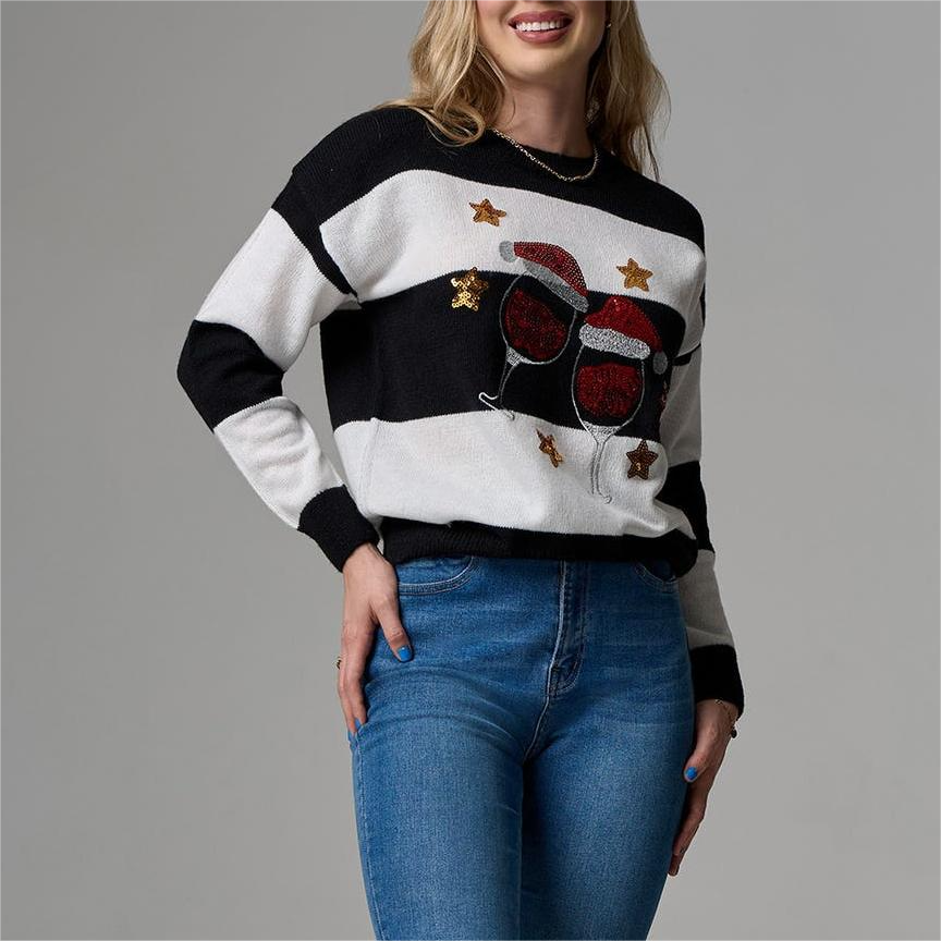 Women's Christmas Wine glass Cozy Sweater