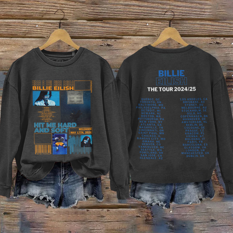 Retro Tour 2024 Bl Music Inspired Print Sweatshirt