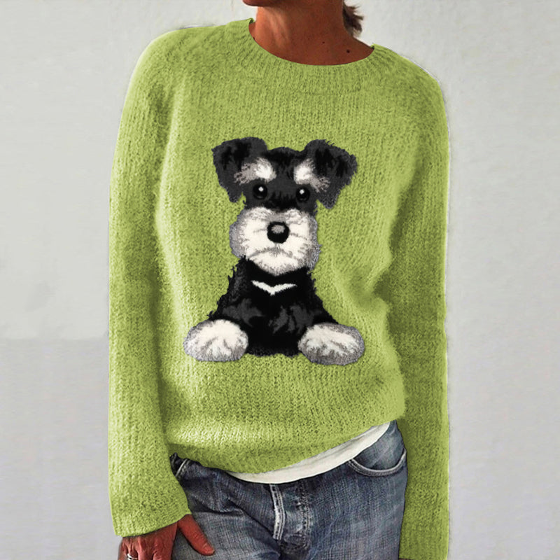 Dog Print Casual Knitted Pullover Sweater