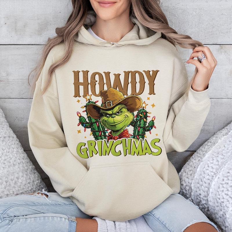 Women's Christmas Howdy printed casual sweatshirt