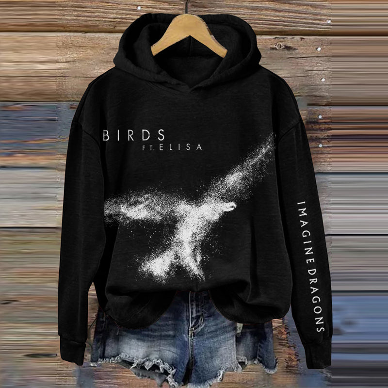 Vintage Birds Ft Elisa Rock Music Inspired Casual Hoodie