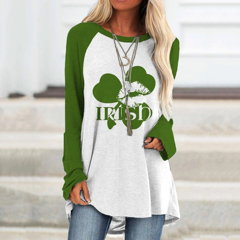 St. Patrick's Day Kiss Of Irish Print Round Neck Tunic