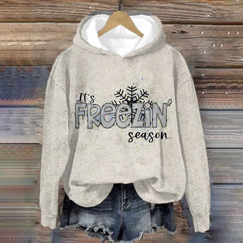 Freezin' Season Print Long Sleeve Casual Hoodie