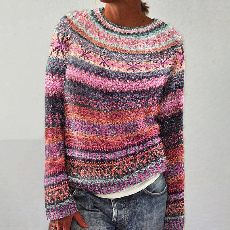 Vintage Fairman Island Knit Jacquard Crew Neck Sweater