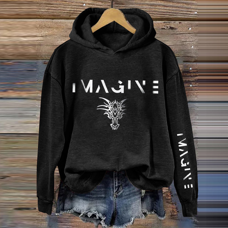 Rock Music Dragon Print Inspired Casual Hoodie