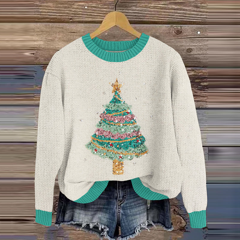 Women's Christmas Tree Art Casual Sweater