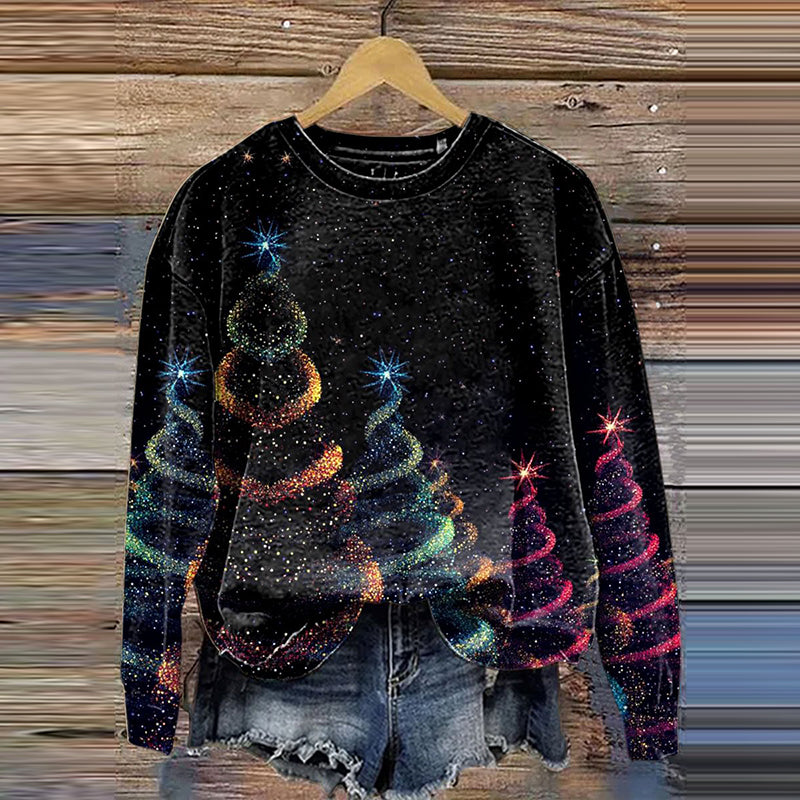 Glitter Christmas Art Print Casual Sweatshirt