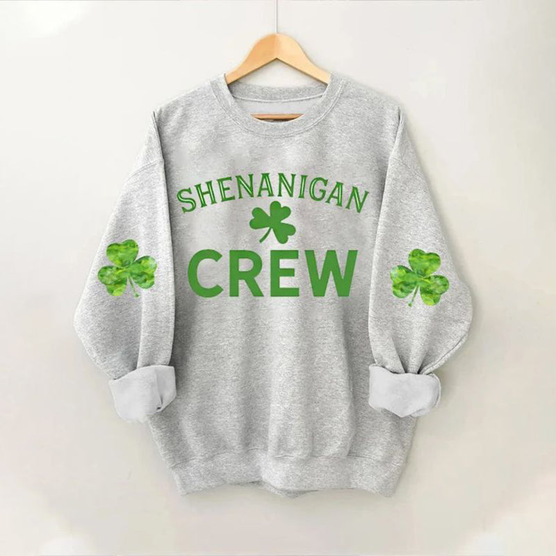 St. Patrick's Day Shenanigan Crew Print Long Sleeve Sweatshirt