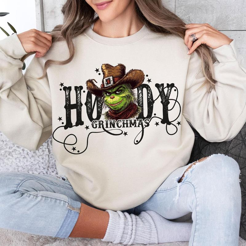 Women's Christmas Howdy printed casual sweatshirt1