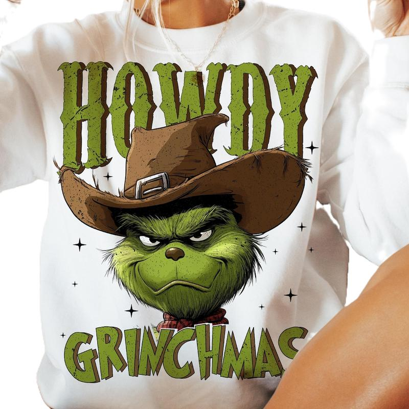 Women's Christmas Howdy printed casual sweatshirt3