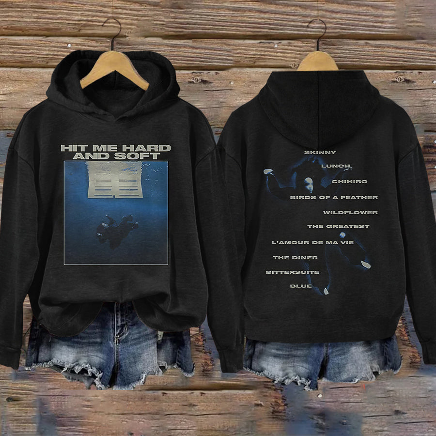 Tour 2024 Hit Me Hard And Soft Bl Music Inspired Vintage Cozy Hoodie