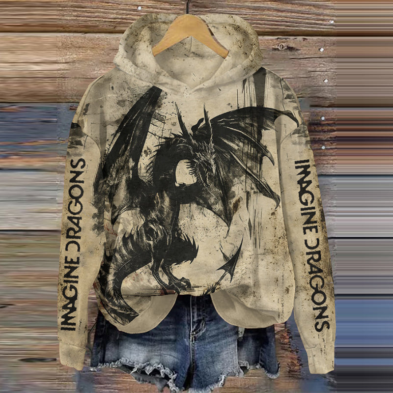 2024 Dragon Tour Distressed Print Hoodie