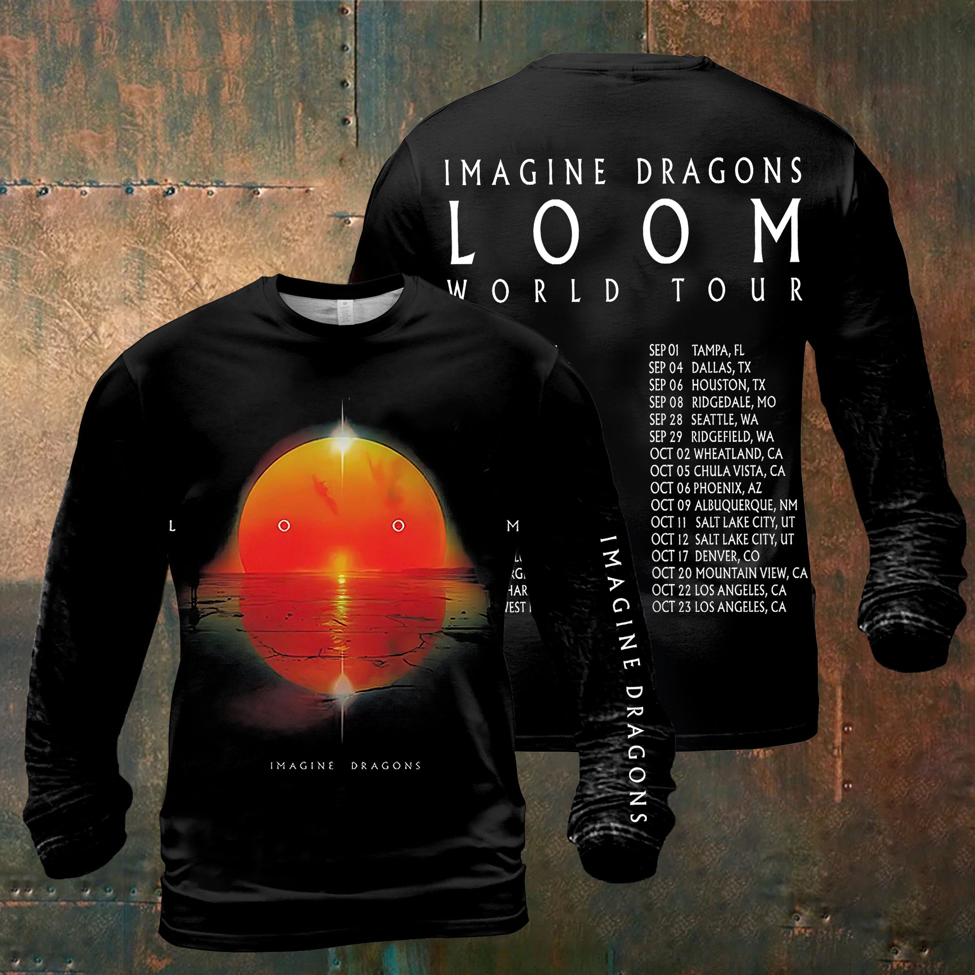 Retro Sunset Loom World Tour Dragons Inspired Graphic Crew Neck Sweatshirt