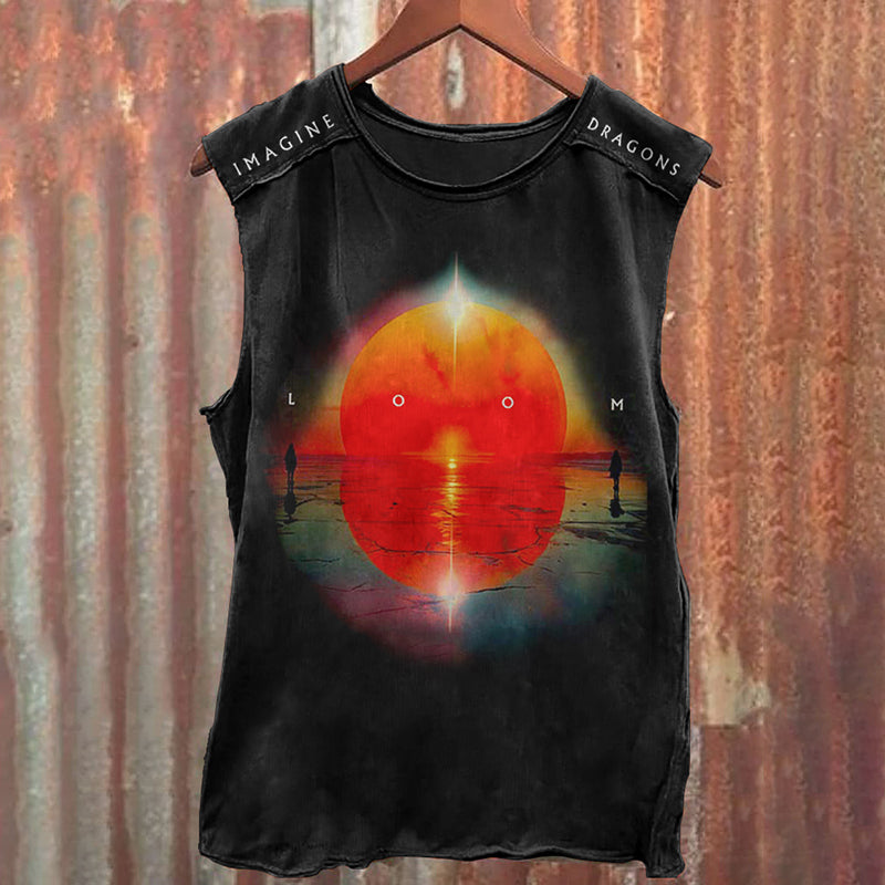 Retro Sunset Loom World Tour Dragons Inspired Graphic Tank Top