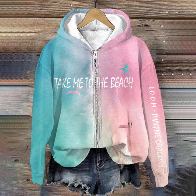 Take Me To The Beach Loom World Tour Imagine Inspired Zipper Up Hoodie