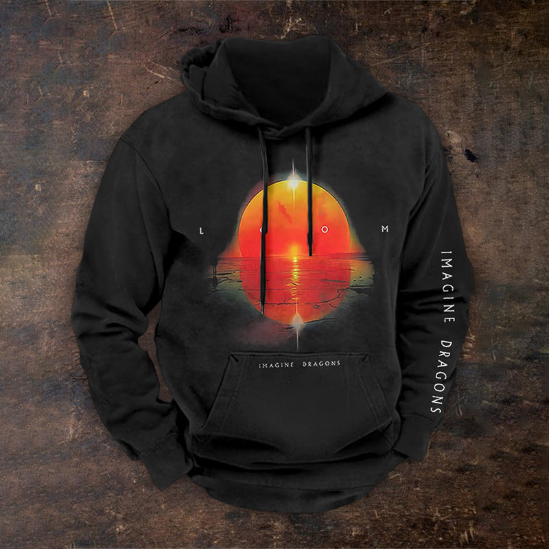 Retro Sunset Loom World Tour Dragons Inspired Graphic Hoodie