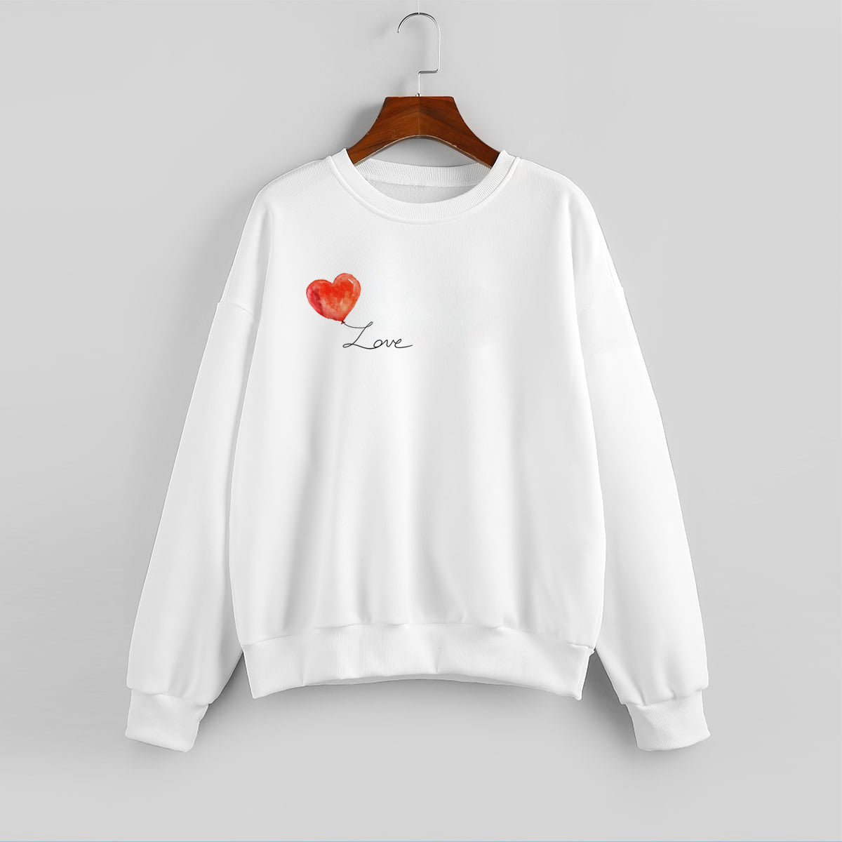 Women's Heart Print Long Sleeve Sweatshirt8