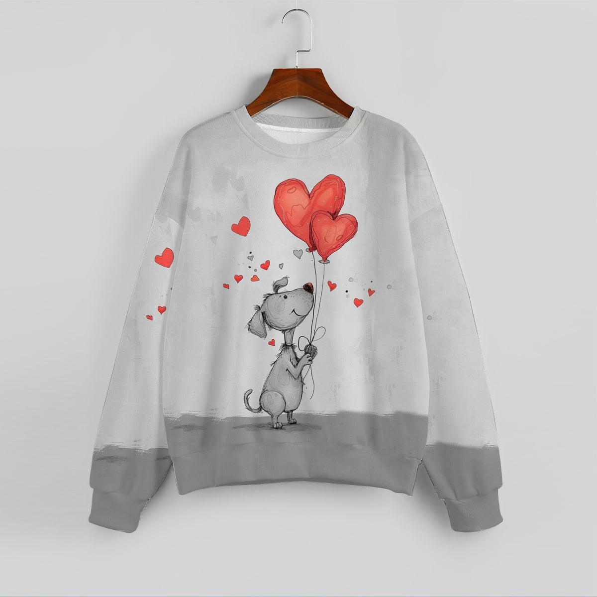 Women's Heart Print Long Sleeve Sweatshirt3