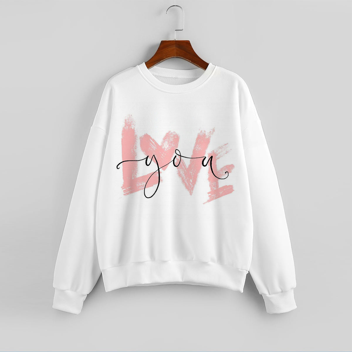 Women's Heart Print Long Sleeve Sweatshirt5