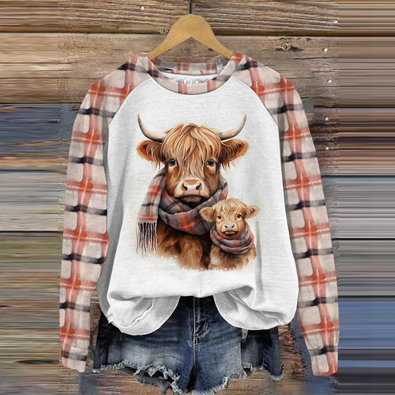 Scottish Highland Cow Print Crewneck Sweatshirt