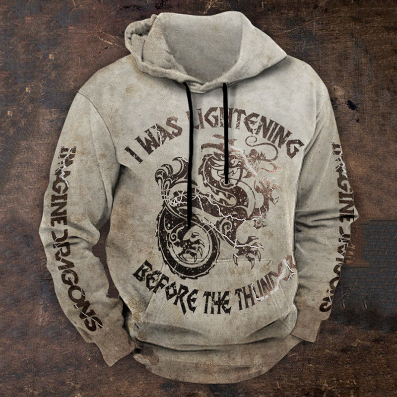 Vintage Dragons I Was Lightning Before The Thunder Inspired Cozy Men's Hoodies