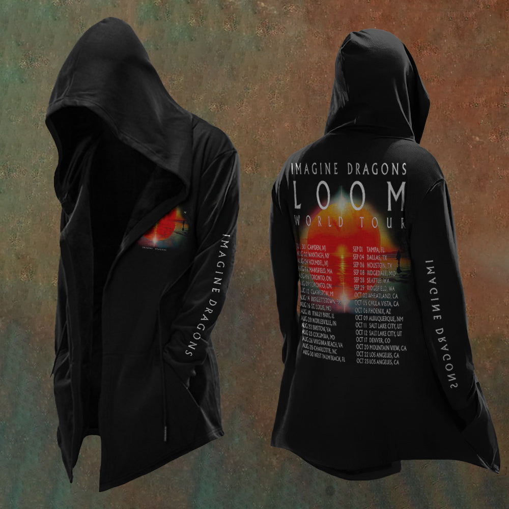 Retro Sunset Loom World Tour Dragons Inspired Graphic Hooded Jacket