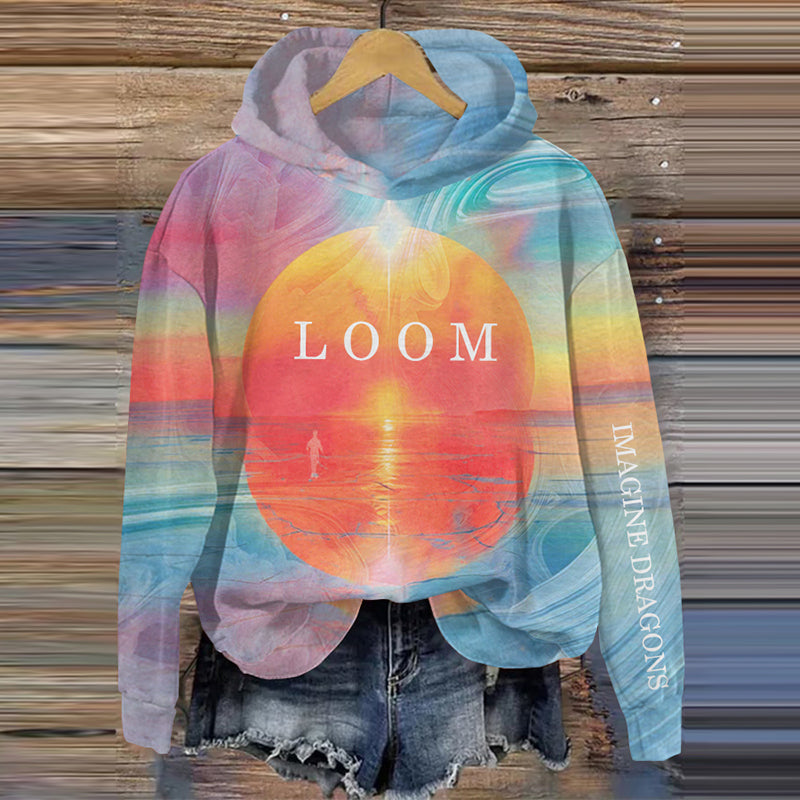 Vintage Loom World Tour Sunset Rock Music Inspired Casual Hoodie