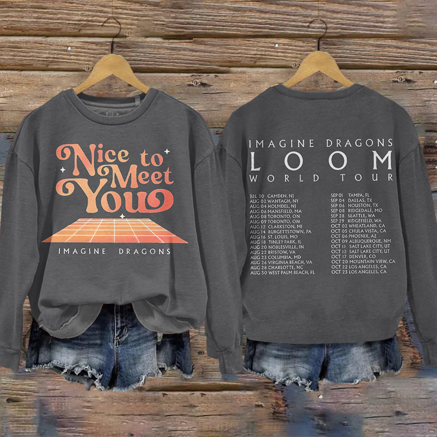 Retro Pop Album Print Casual Sweatshirt