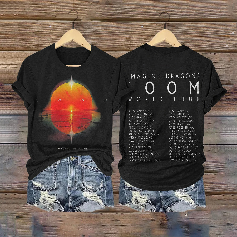 Retro Sunset Loom World Tour Dragons Inspired T-Shirt